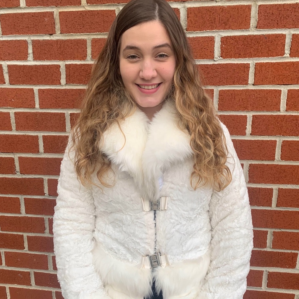 White Faux Fur Jacket Size S